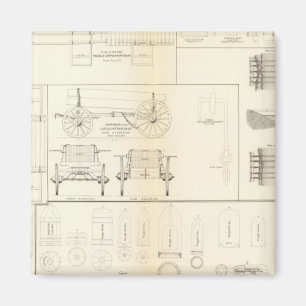Drawings boats, bridges, wagons, projectiles magnet