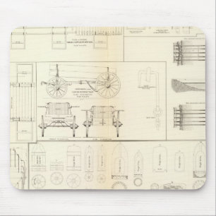 Drawings boats, bridges, wagons, projectiles mouse pad