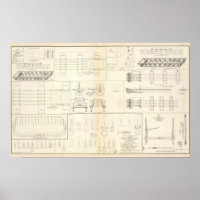 Drawings boats, bridges, wagons, projectiles