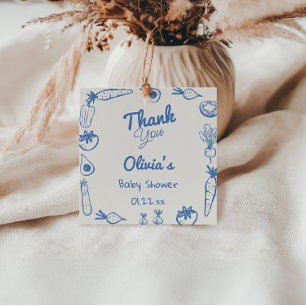 Drawn Blue Locally Grown Vegie Baby Boy Shower Favour Tags