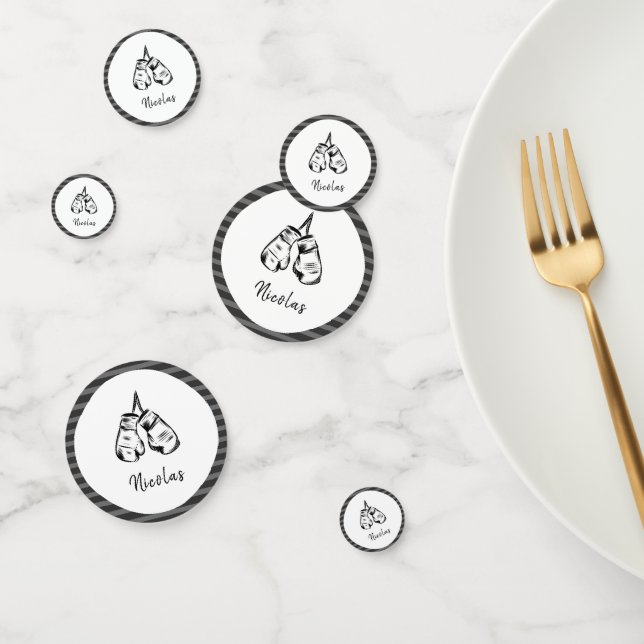 Drawn Boxing Gloves Design Striped Personalized   Confetti (Group)