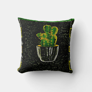 Drawn cactus throw pillow