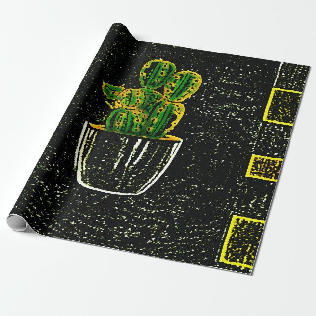 Drawn cactus wrapping paper (Unrolled)