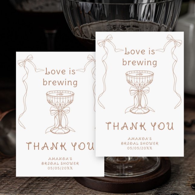 Drawn Espresso Martini Thank you Bridal shower  Card (Creator Uploaded)