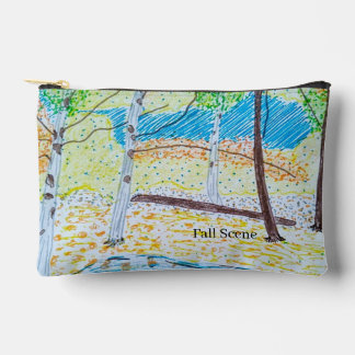 Drawn Fall Scene Accessory Pouch