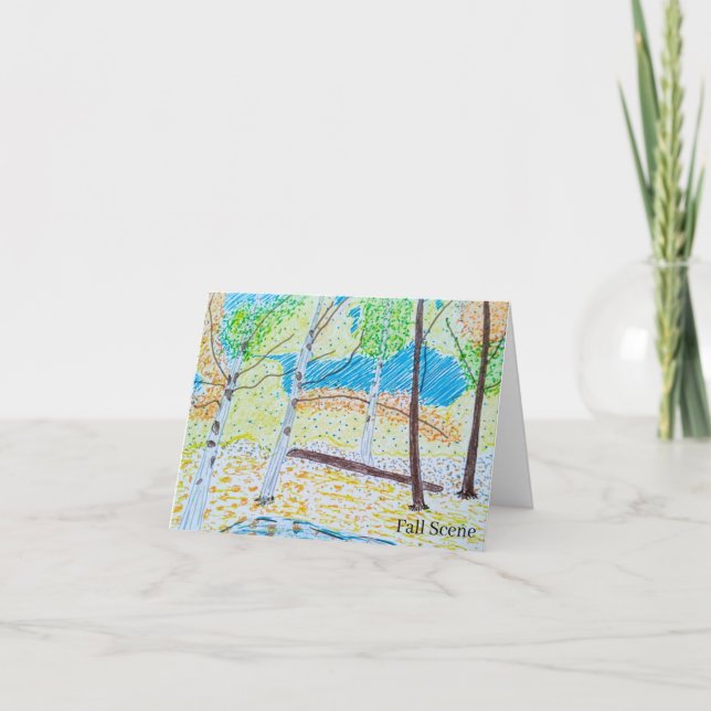 Drawn Fall Scene  Card (Front)