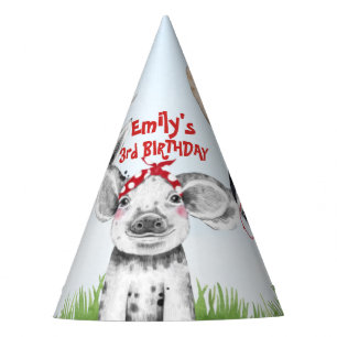 Drawn Farm Animals Birthday Party Hat
