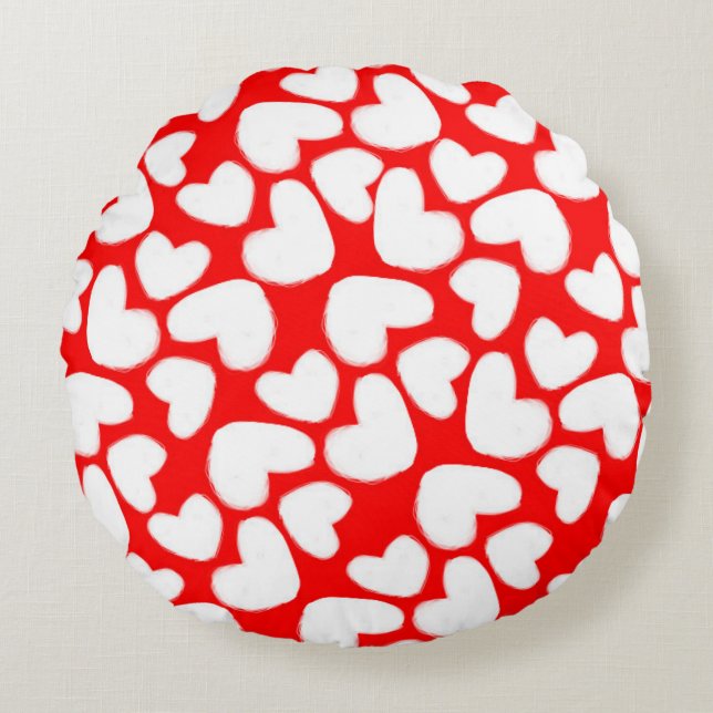 Drawn Hearts 2014 Round Pillow (Front)