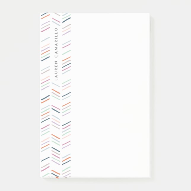 Drawn Herringbone Personalized Post-It - Fuchsia Notes (Front)