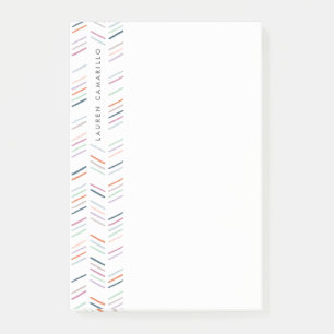 Drawn Herringbone Personalized Post-It - Fuchsia Post-it Notes