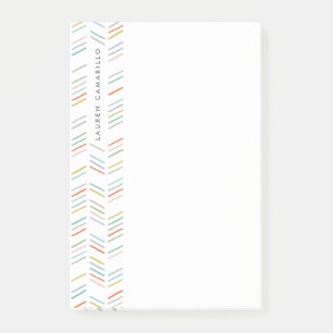 Drawn Herringbone Personalized Post-It - Turquoise Notes