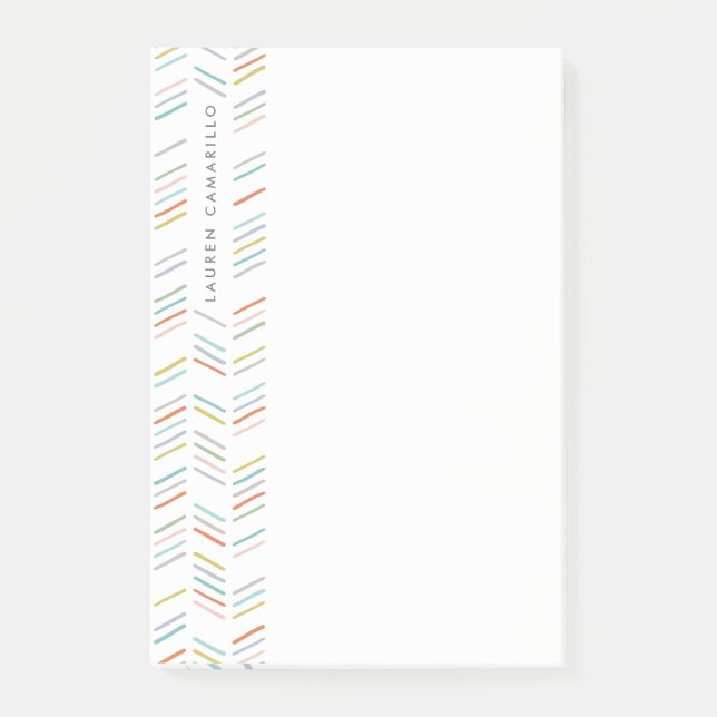 Drawn Herringbone Personalized Post-It - Turquoise Post-it Notes (Front)