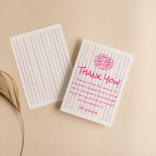 Drawn Pink Pizza Special Delivery Girl Baby Shower Thank You Card