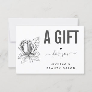 Drawn Rose Flower Black & White Beauty Salon Spa