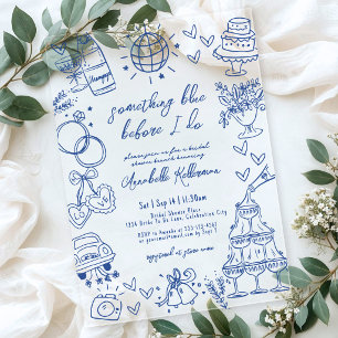 Drawn Something Blue Before I Do Bridal Shower Acrylic Invitations