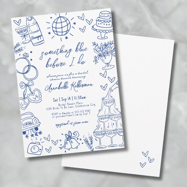 Drawn Something Blue Before I Do Bridal Shower Invitation (Drawn Something Blue Before I Do Bridal Shower Invitation)
