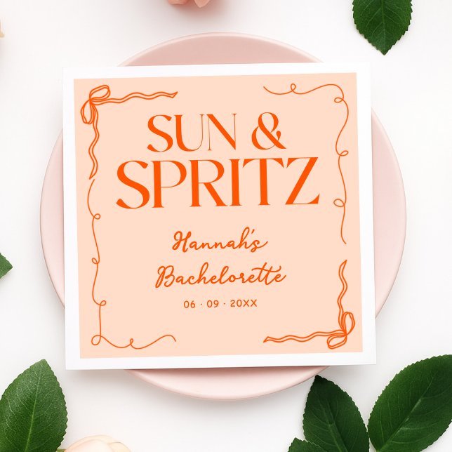 Drawn Sun and Spritz Bachelorette Weekend Party Napkin (Creator Uploaded)
