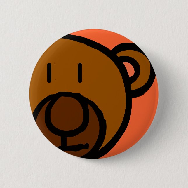 Drawn Teddy Bear Face 2 Inch Round Button (Front)