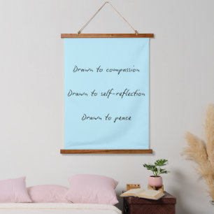 Drawn to Tapestry in Ocean Blue with Poem