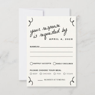  Drawn Together Wedding RSVP Card