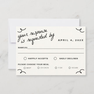  Drawn Together Wedding RSVP Card
