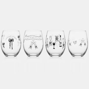 Drawn Together Wedding Stemless Wine Glass