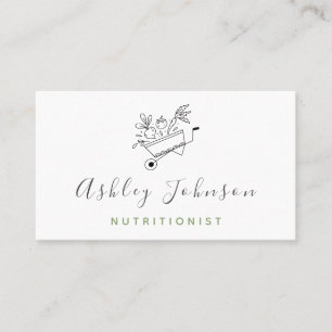 Drawn Vegetables Cart Organic Healthy Nutritionist Business Card