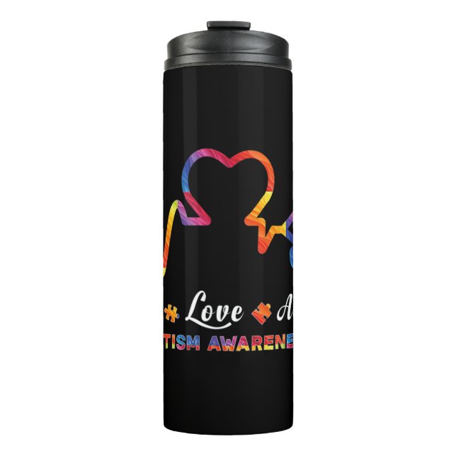 Drawstring closurelive, love, accept, autism, awar thermal tumbler (Front)
