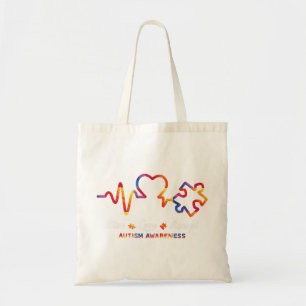Drawstring closurelive, love, accept, autism, awar tote bag