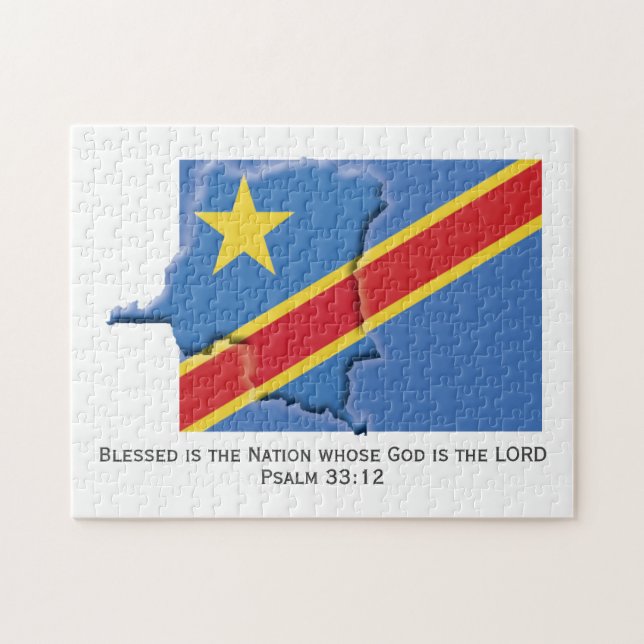DRC CONGO | Blessed Nation | CONGOLESE FLAG Jigsaw Puzzle (Horizontal)
