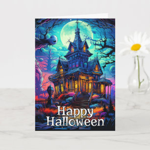 Dreadful Old Haunted House   Happy Halloween Card