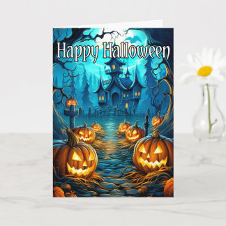 Dreadful Old Haunted House | Happy Halloween Card