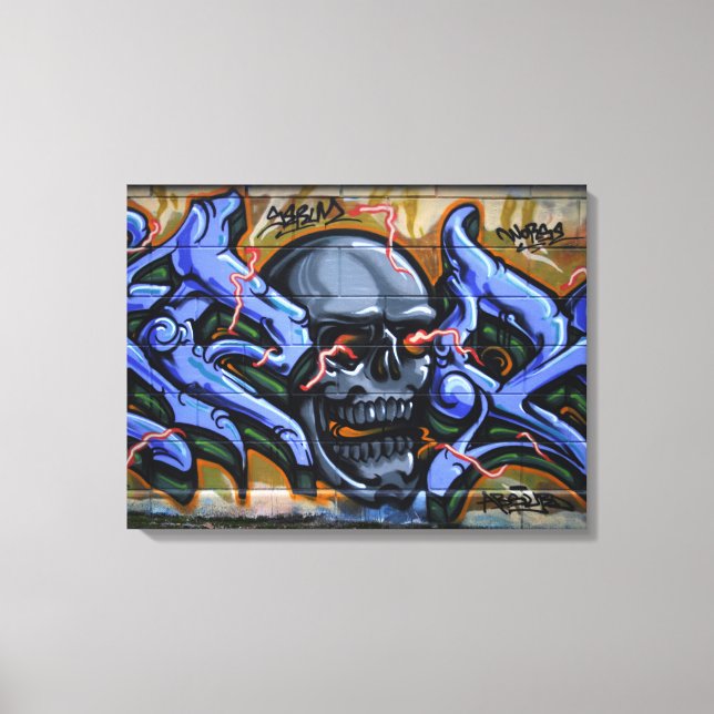 Dreadful Skull With Burning Eyes Canvas Print (Front)