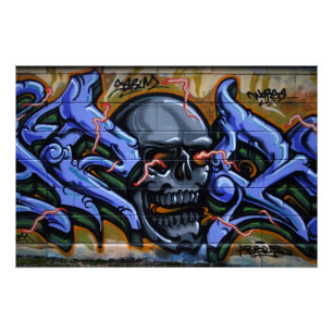 Dreadful Skull With Burning Eyes Poster