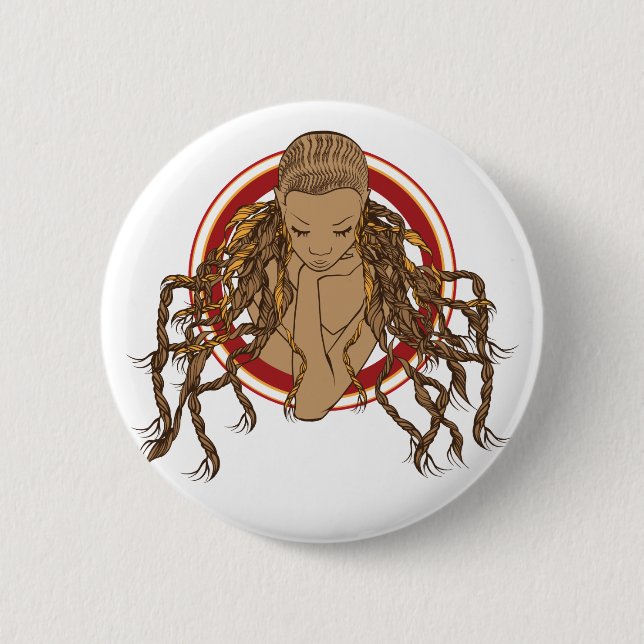 Dreadlock Girl 2 Inch Round Button (Front)