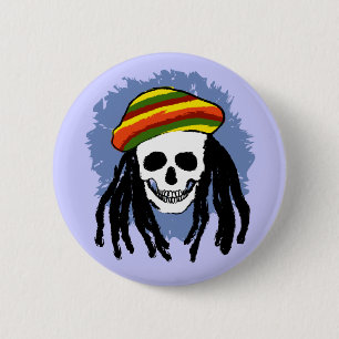 Dreadlock skull 2 inch round button