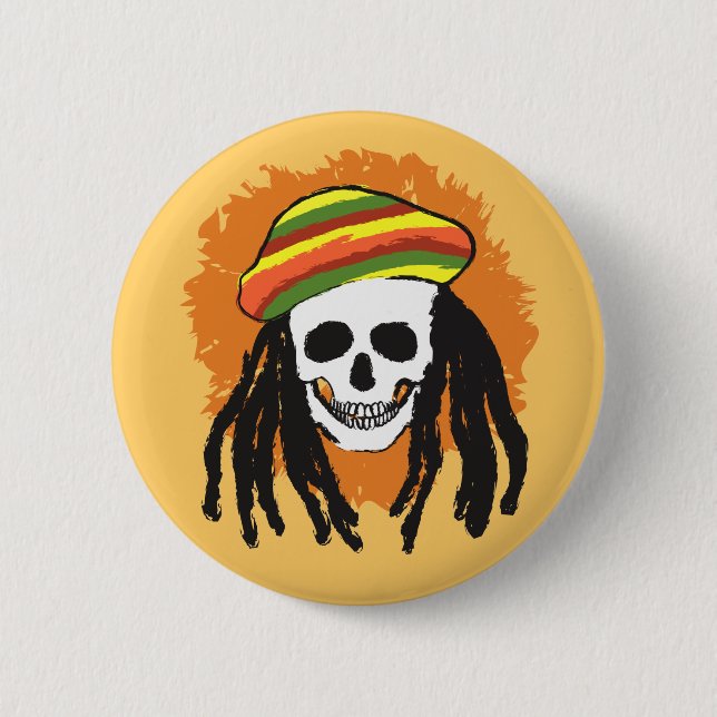 Dreadlock skull 2 inch round button (Front)