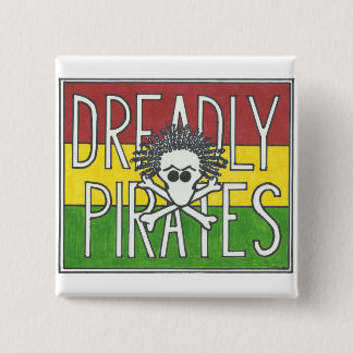 DREADLY PIRATES FLAG 2 INCH SQUARE BUTTON