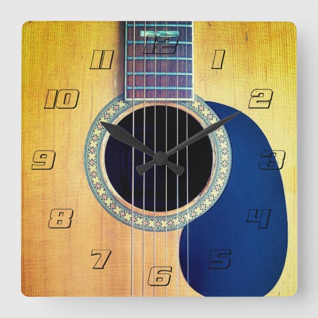 Dreadnought Acoustic Guitar Square Wall Clock (Front)