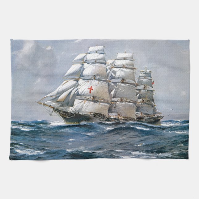 Dreadnought Sailing Clipper Kitchen Towel (Horizontal)