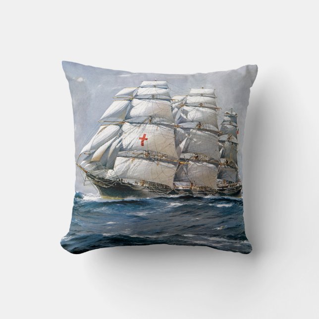 Dreadnought Sailing Clipper Throw Pillow (Front)