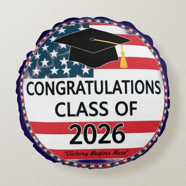 "Dream Achieve Graduate" Round Pillow (Front)