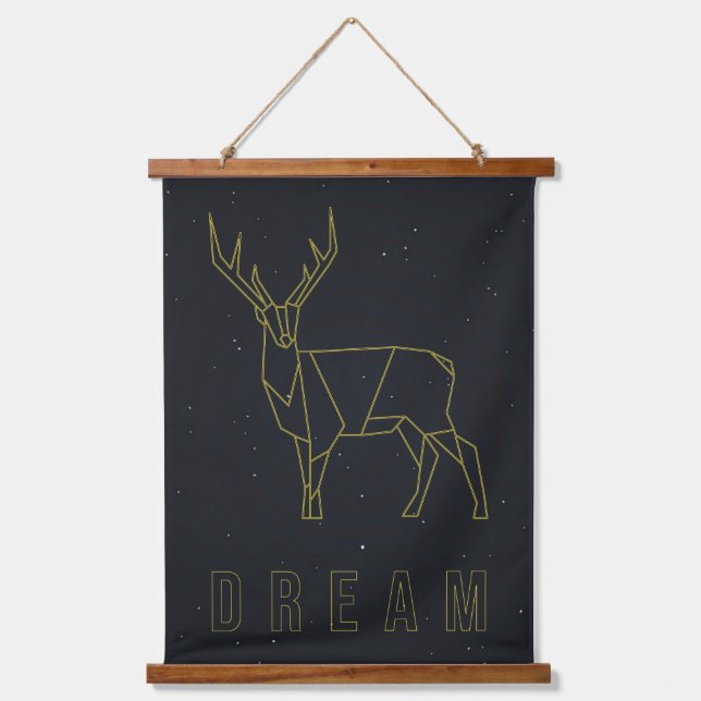Dream affirmation poster yellow origami deer hanging tapestry (Front)
