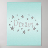 Dream Aqua with Silver Glitter  Poster