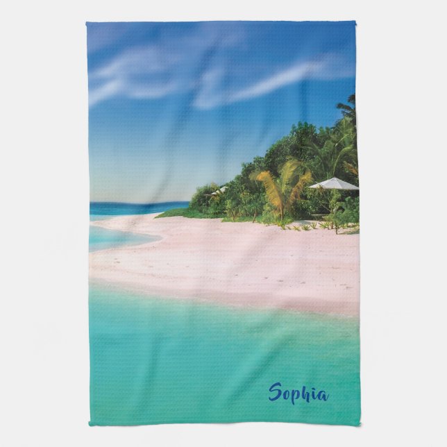 Dream Beach  (personalized name)  Kitchen Towel (Vertical)