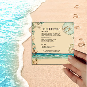Dream Beach Themed Wedding Details Card
