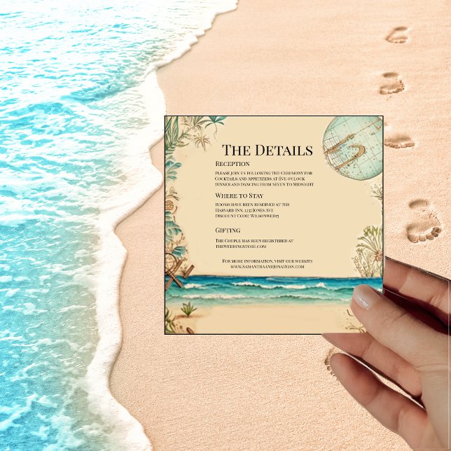 Dream Beach Themed Wedding Details Card (Creator Uploaded)
