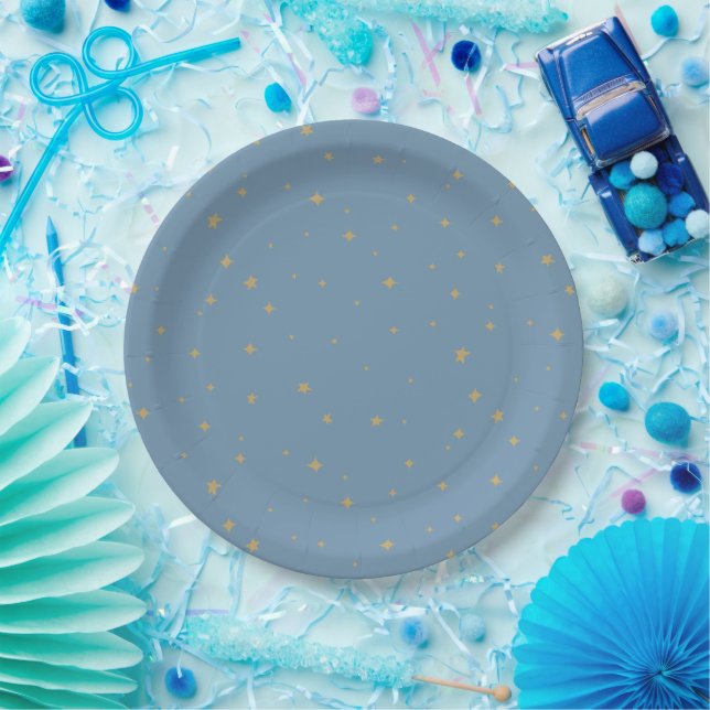 Dream Bear Baby Boy Stars Paper Plate (Party)