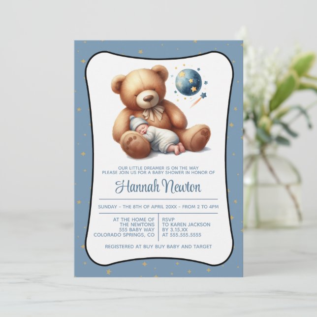 Dream Bear Baby Shower Invitation (Standing Front)