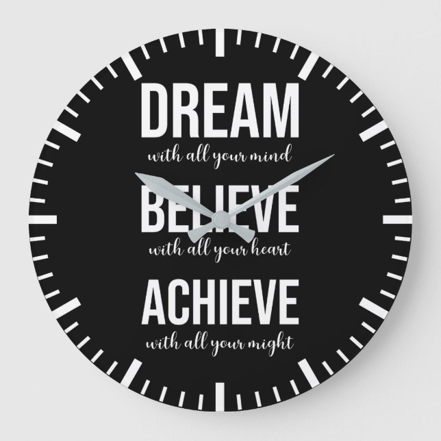 Dream Believe Achieve - Gym, Hustle, Success Large Clock (Front)